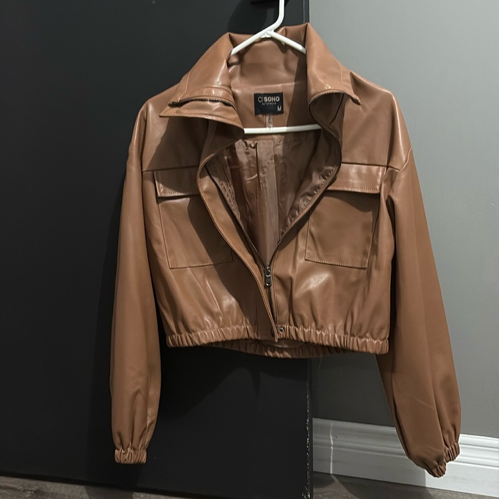 Brown leather jacket